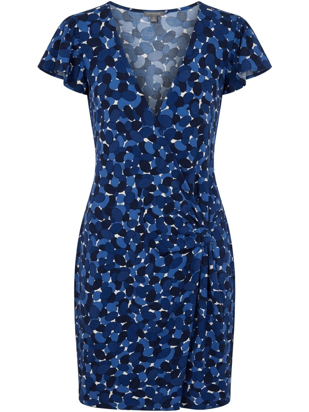 Ann Taylor Navy and Royal Blue Patterned Wrap Mini Dress